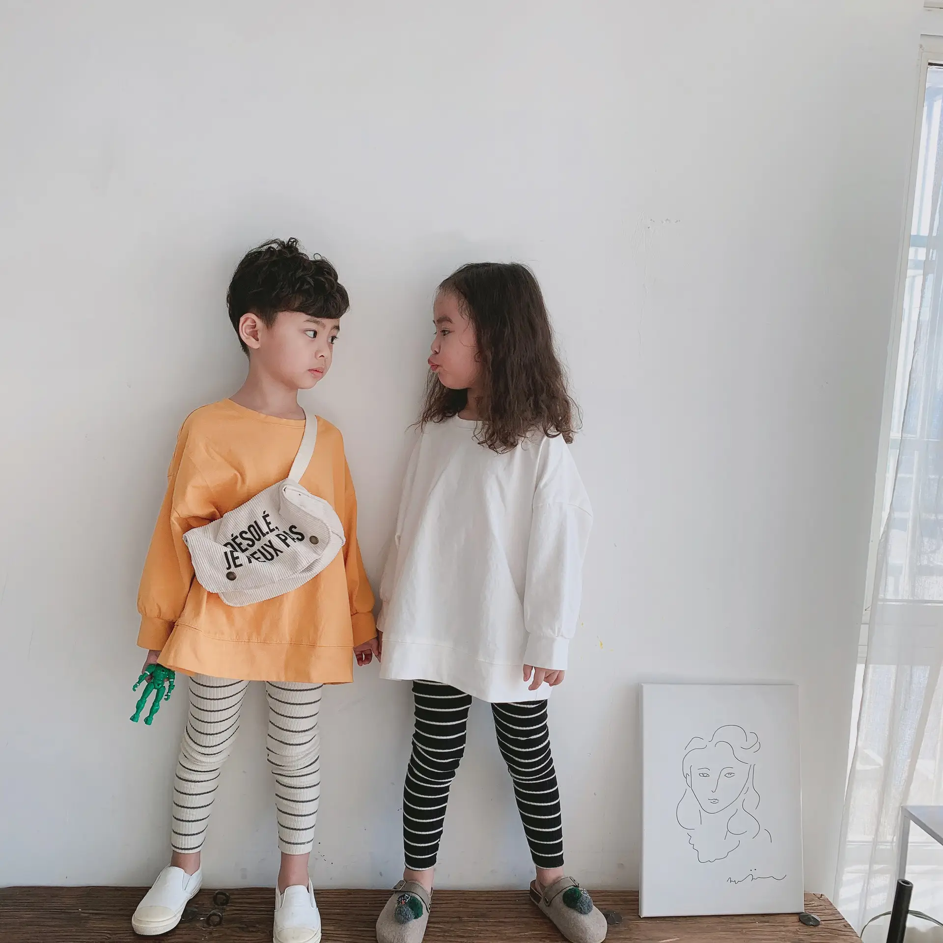 New Spring Long Sleeve T-Shirt for Girls & Boys Solid Green — feature 18