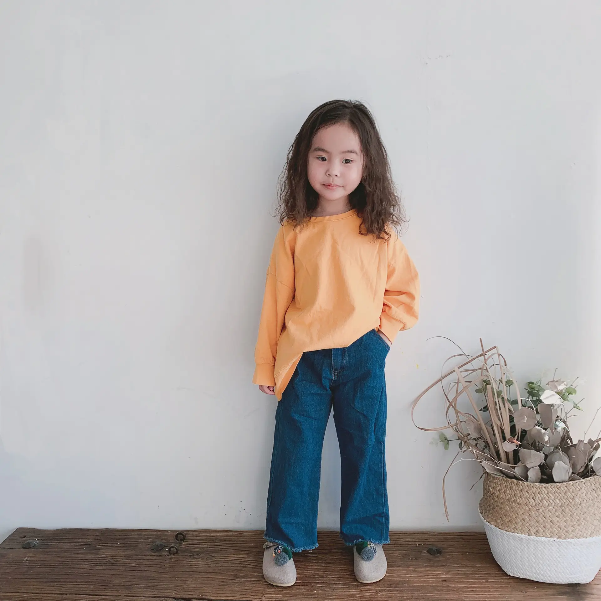 New Spring Long Sleeve T-Shirt for Girls & Boys Solid Green — feature 24