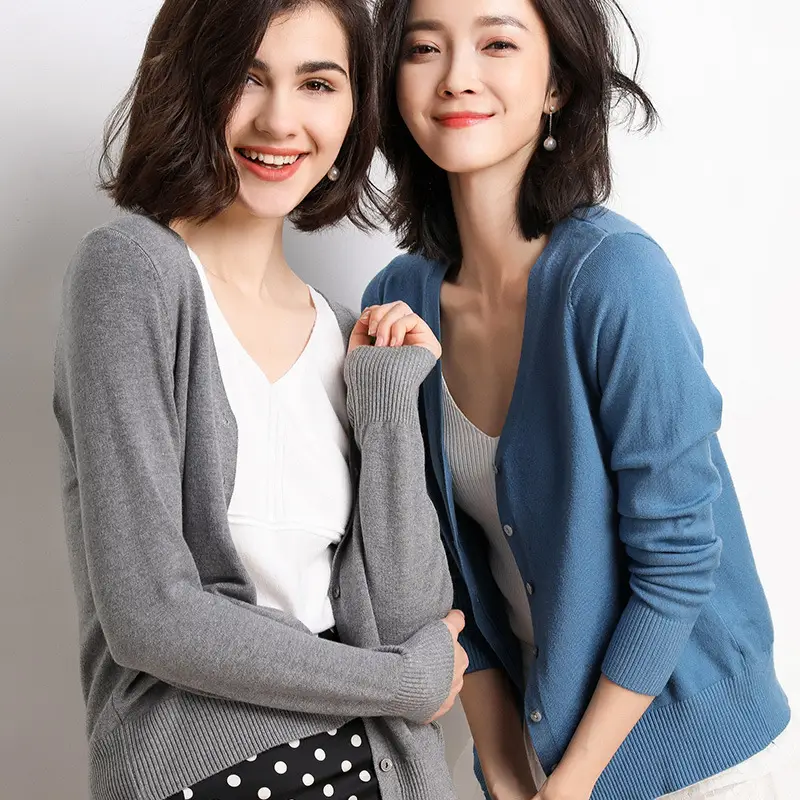 Women Red Long Sleeve Knitted Cardigan Large - Image 23