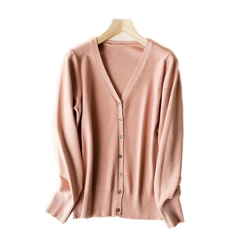 Women Red Long Sleeve Knitted Cardigan Large - Image 26