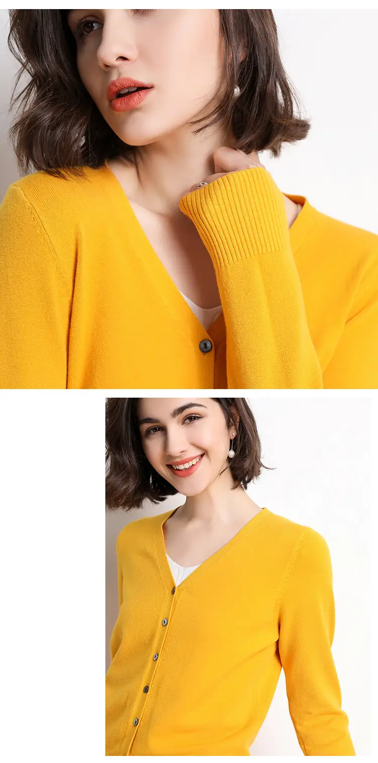 Women Red Long Sleeve Knitted Cardigan Large — feature 16