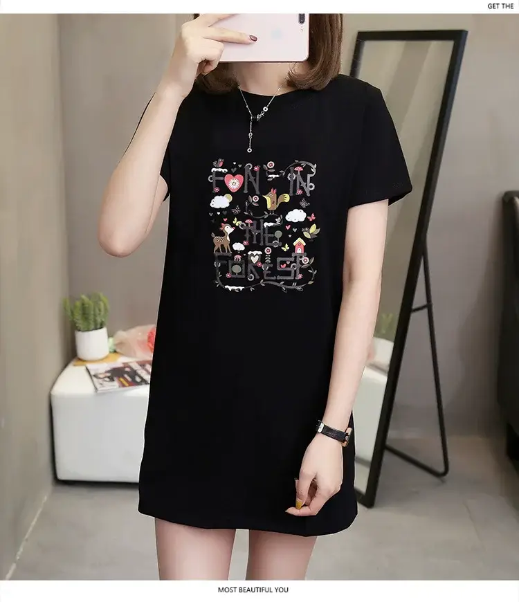 Wholesale 200kg Cotton T-Shirt Women Plus Large Summer Loose Fit — feature 13