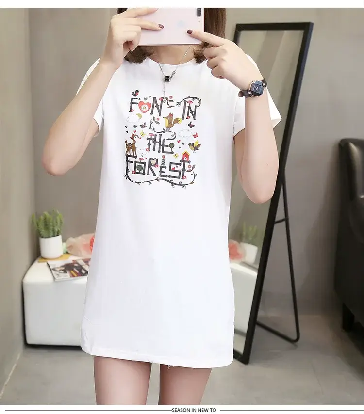 Wholesale 200kg Cotton T-Shirt Women Plus Large Summer Loose Fit — feature 14