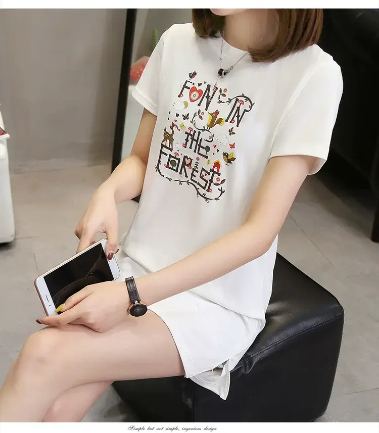 Wholesale 200kg Cotton T-Shirt Women Plus Large Summer Loose Fit — feature 17