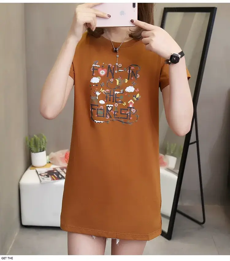 Wholesale 200kg Cotton T-Shirt Women Plus Large Summer Loose Fit — feature 27