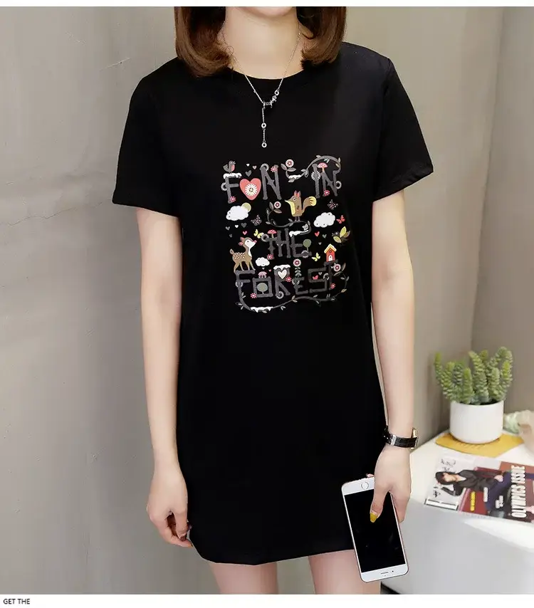 Wholesale 200kg Cotton T-Shirt Women Plus Large Summer Loose Fit — feature 9