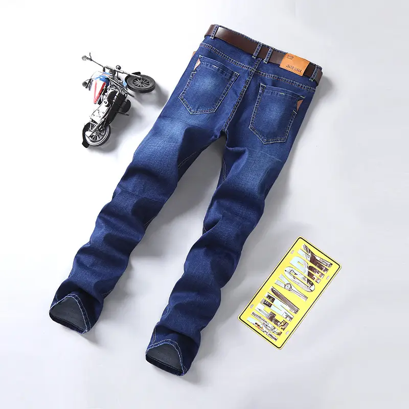Men's Blue Slim Fit Elastic Jeans Business Casual