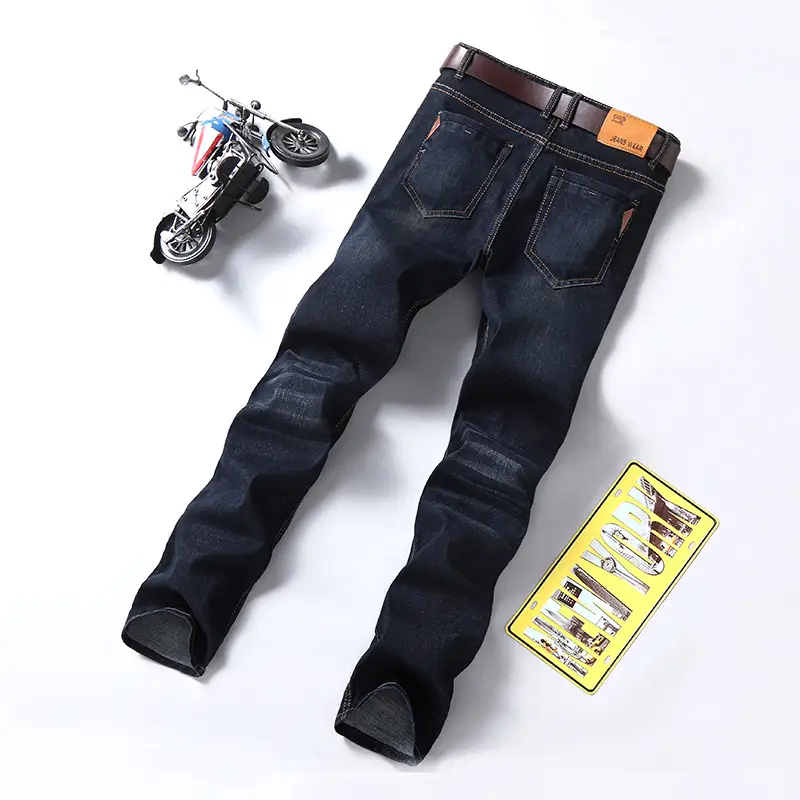Men's Blue Slim Fit Elastic Jeans Business Casual