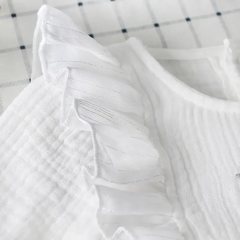White Embroidered Baby Hood with Snap Closure - Image 5