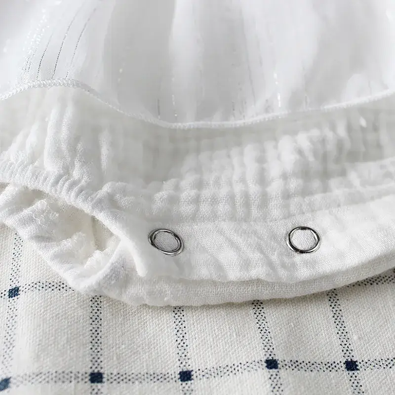 White Embroidered Baby Hood with Snap Closure - Image 6
