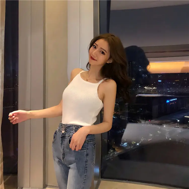 Women Black Jersey Top with Jeans Set for Summer — feature 42