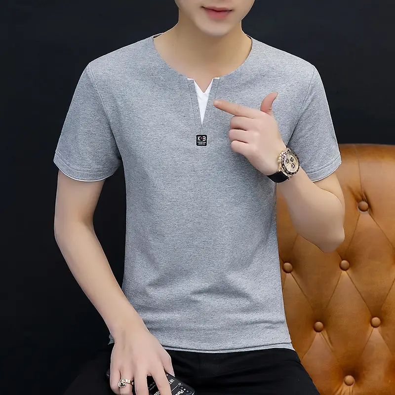 Men's Black Japanese Style Short Sleeve T-Shirt