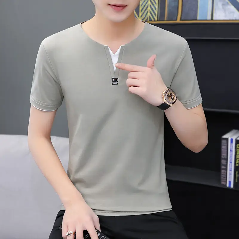 Men's Black Japanese Style Short Sleeve T-Shirt