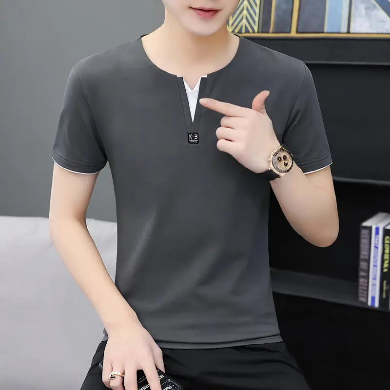 Men's Black Japanese Style Short Sleeve T-Shirt