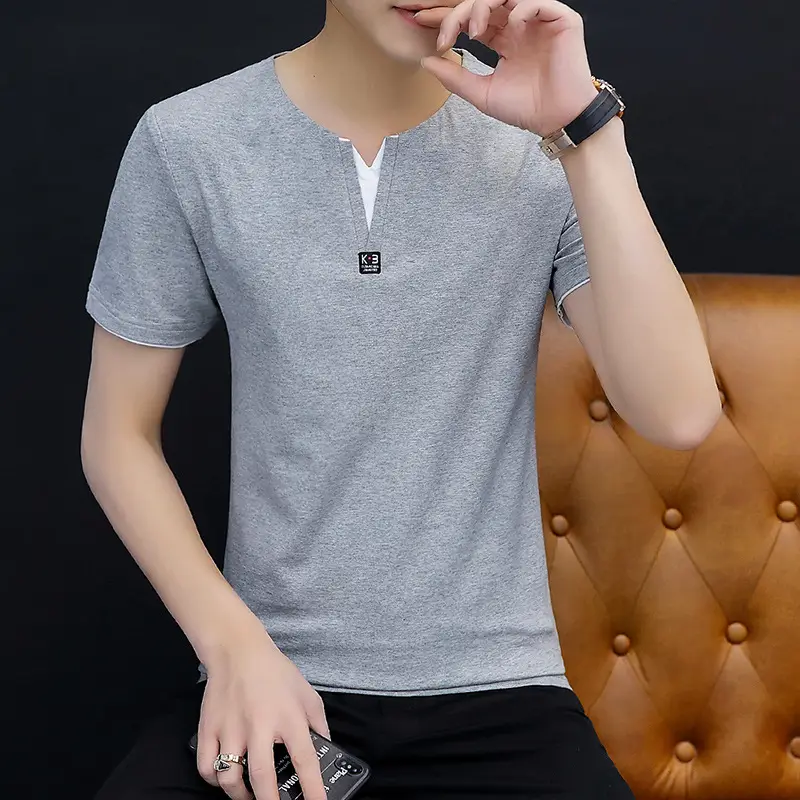 Men's Black Japanese Style Short Sleeve T-Shirt
