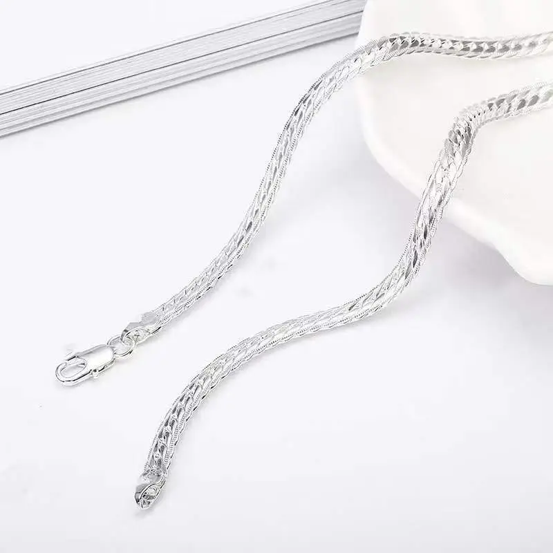 Personalized Men's European Necklace 4MM Side Embossed 18K — feature 12