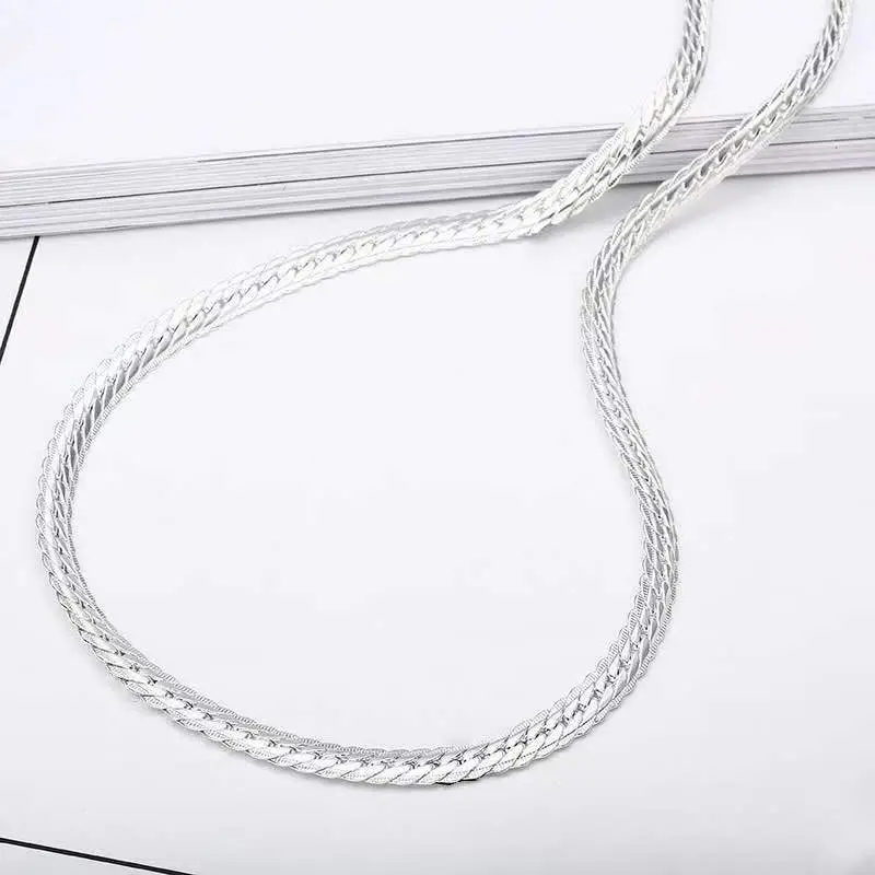 Personalized Men's European Necklace 4MM Side Embossed 18K — feature 13