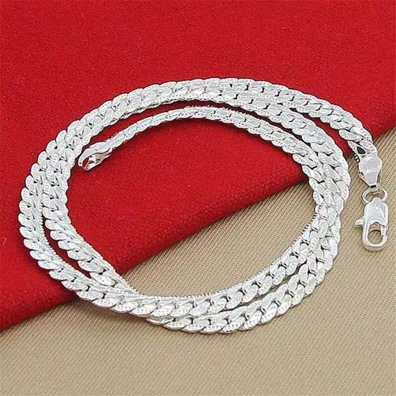 Personalized Men's European Necklace 4MM Side Embossed 18K — feature 14