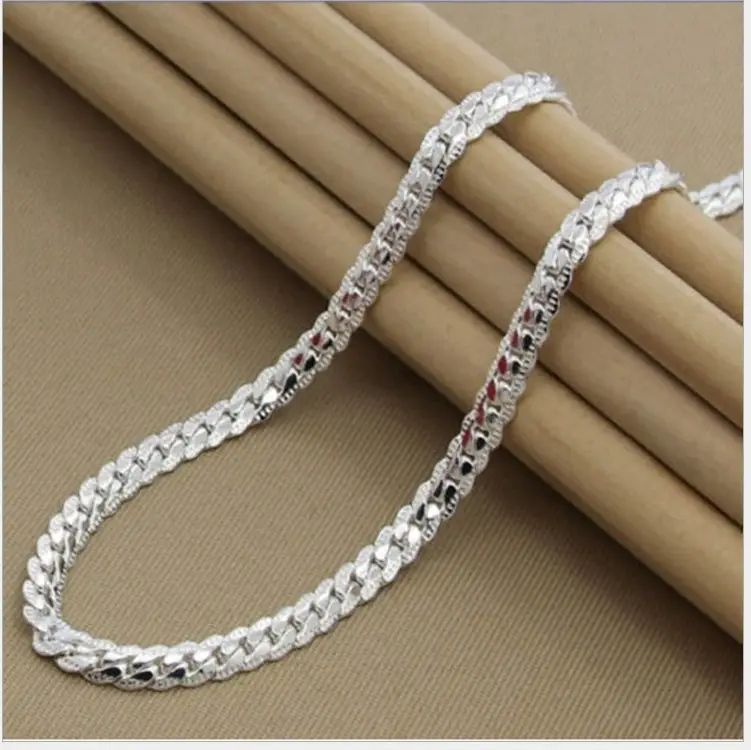 Personalized Men's European Necklace 4MM Side Embossed 18K — feature 16