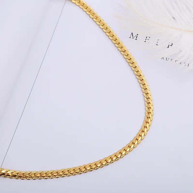 Personalized Men's European Necklace 4MM Side Embossed 18K — feature 5