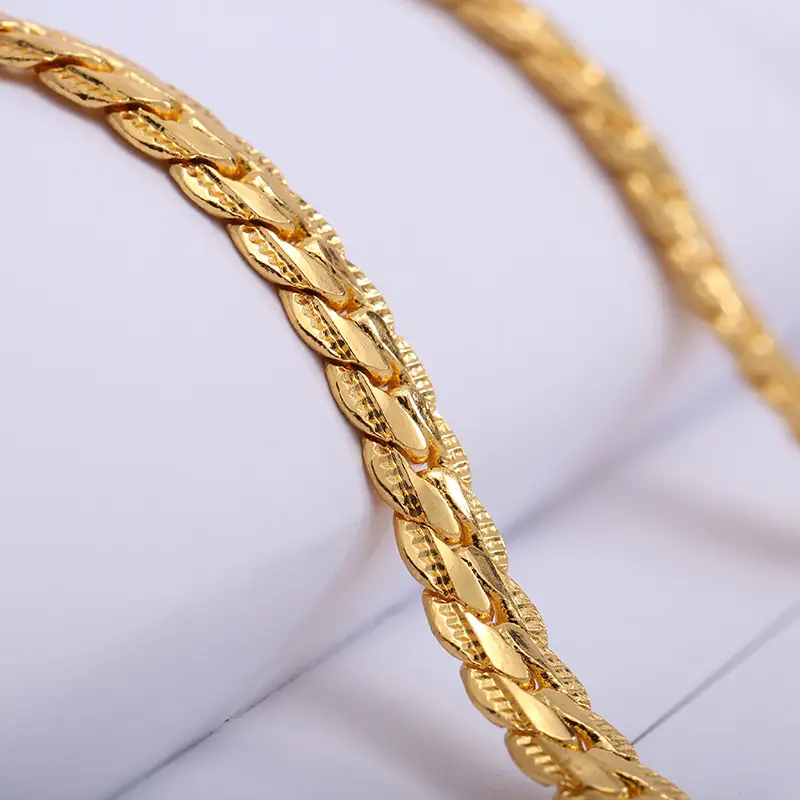 Personalized Men's European Necklace 4MM Side Embossed 18K — feature 6