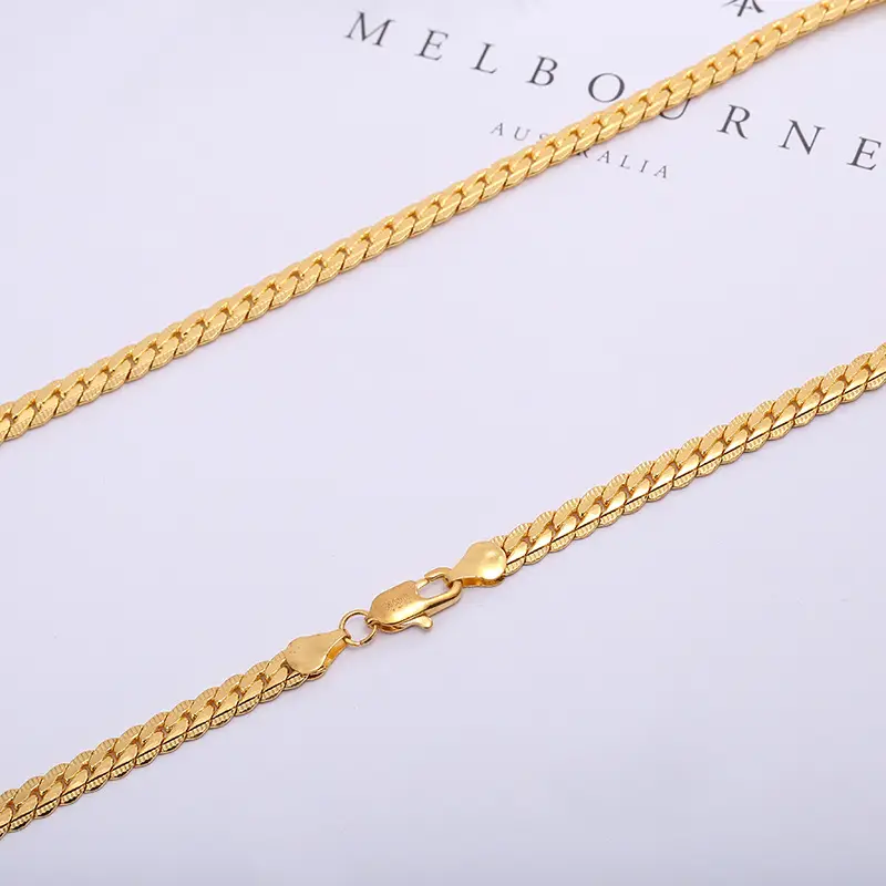 Personalized Men's European Necklace 4MM Side Embossed 18K — feature 7