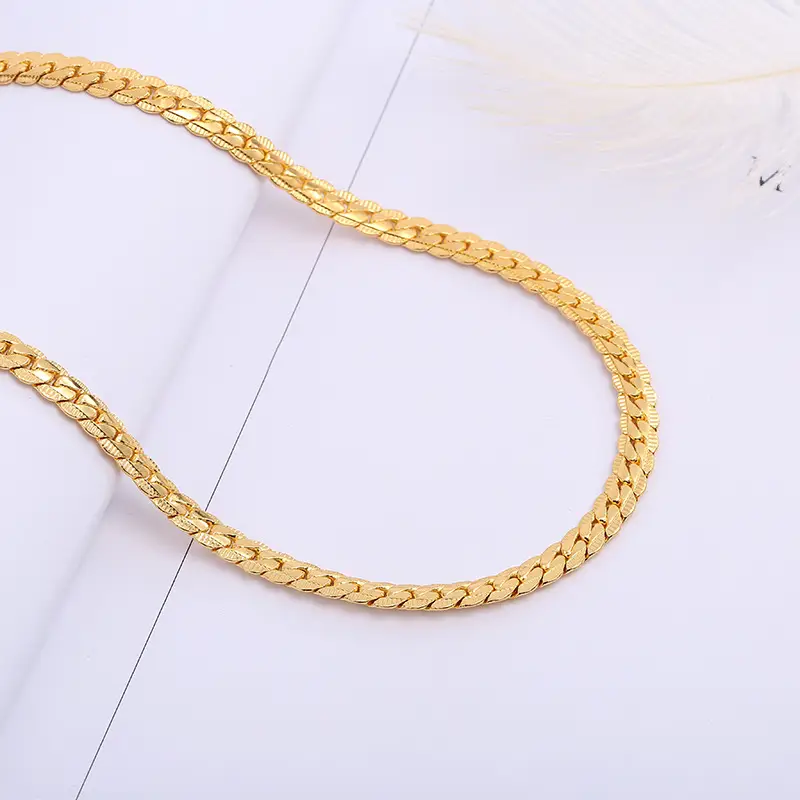 Personalized Men's European Necklace 4MM Side Embossed 18K — feature 8