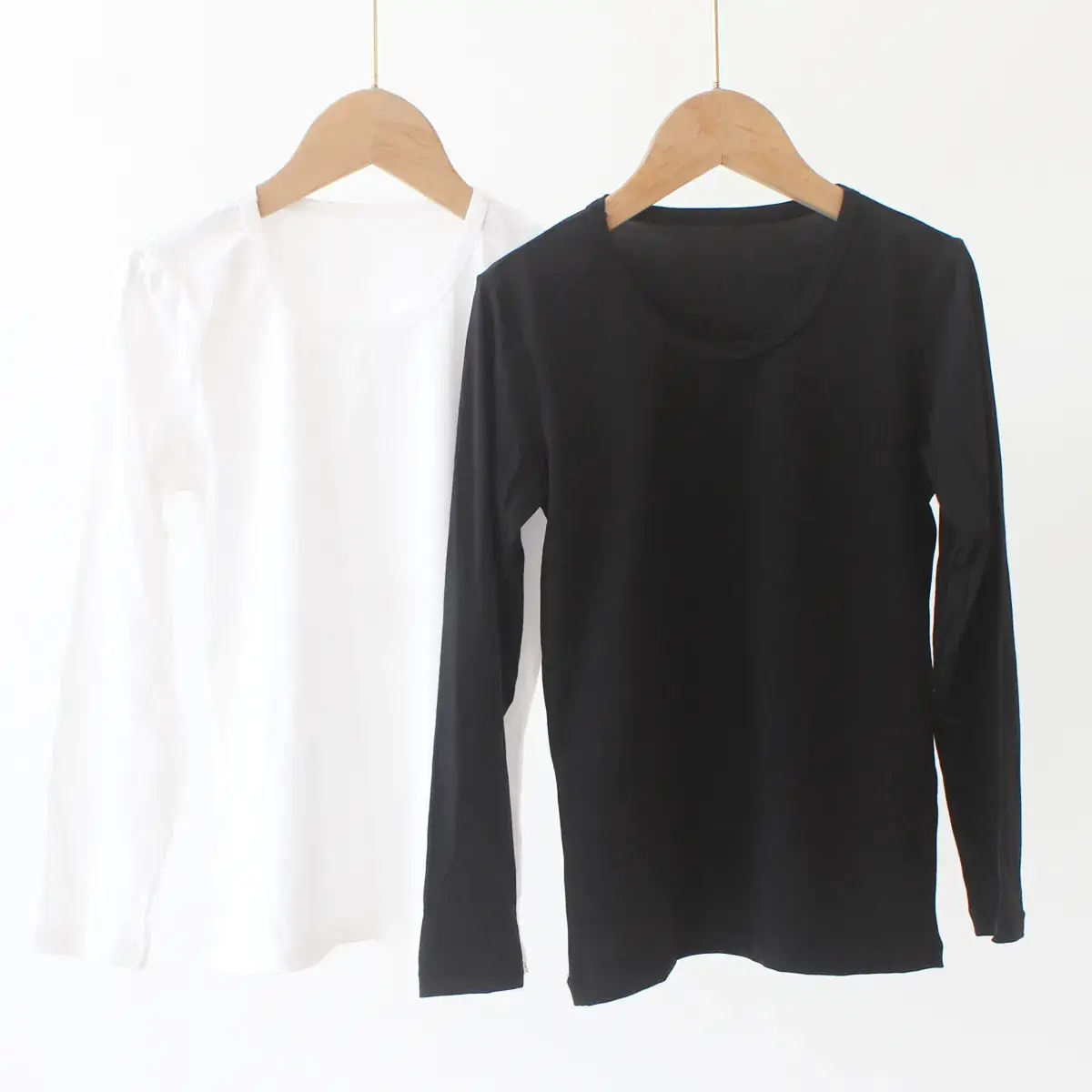 Thin Long-Sleeve Cotton T-Shirt for Girls White Pink - Image 3