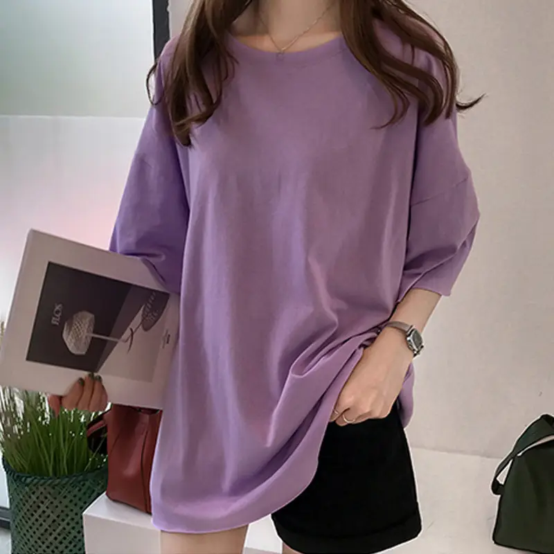 Plus Size White T-Shirt Short Sleeve Korean Style - Image 7