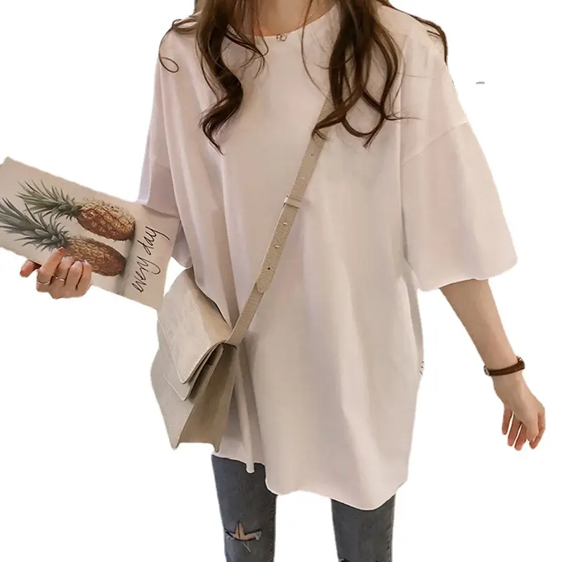 Plus Size White T-Shirt Short Sleeve Korean Style - Image 10