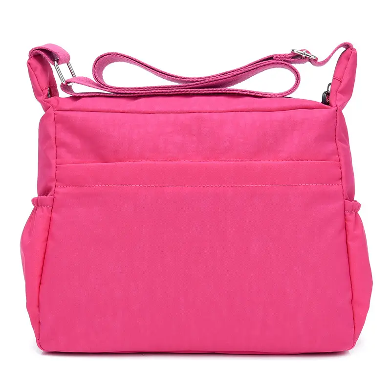 Women's Brown Nylon Crossbody Bag with Zip Pockets - Image 13