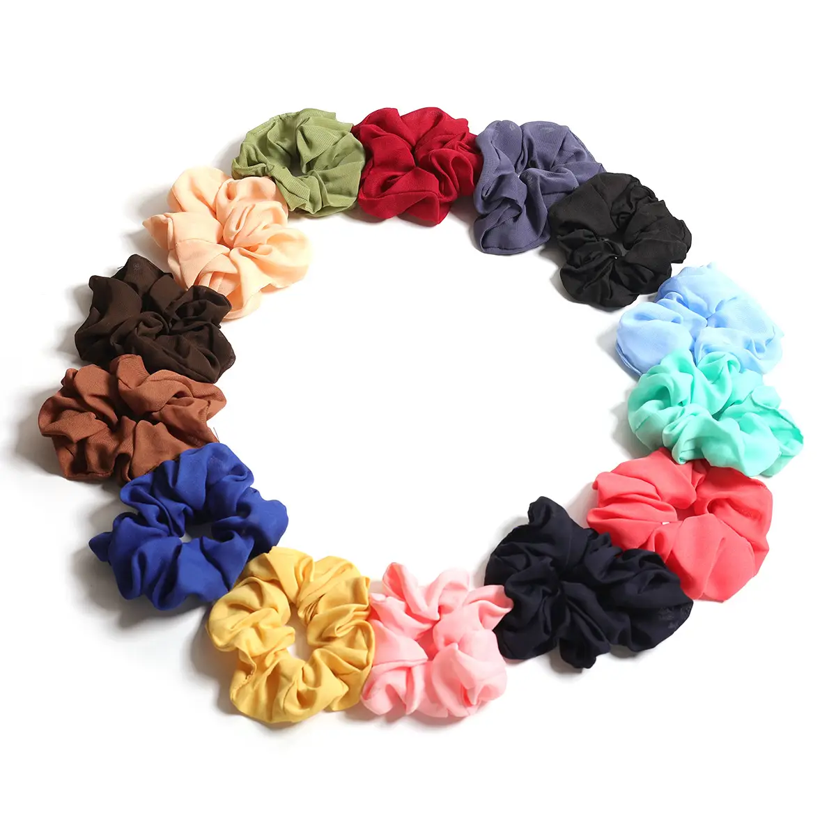 Light Blue Chiffon Hair Scrunchie for Women - Image 19