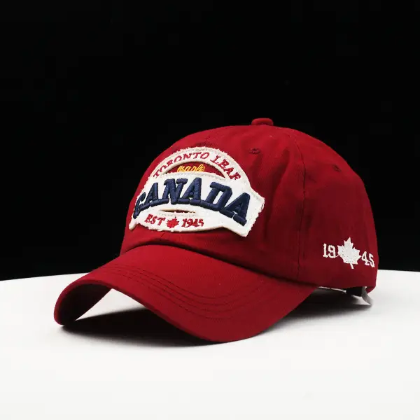 Men's Black Embroidered Canada Cap Spring Summer