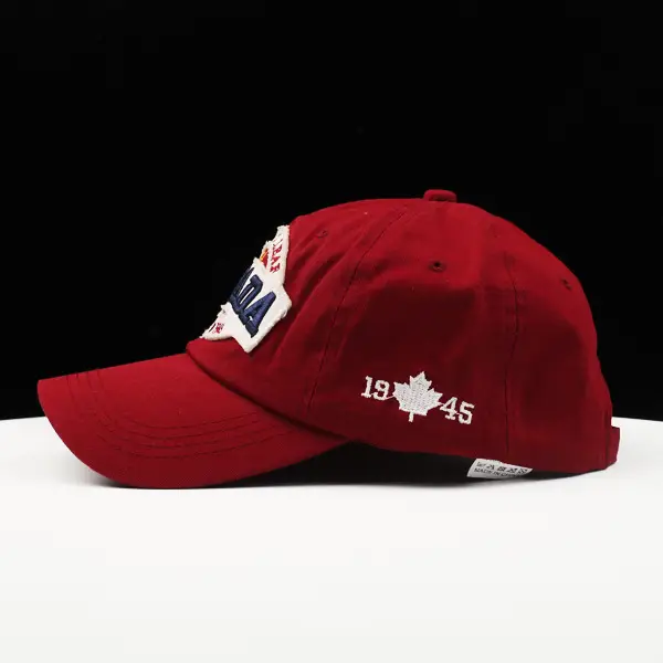 Men's Black Embroidered Canada Cap Spring Summer - Image 5
