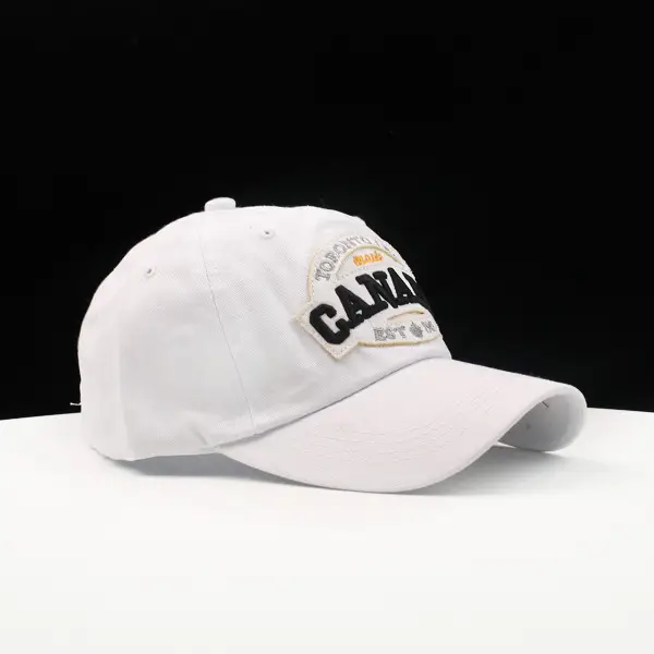 Men's Black Embroidered Canada Cap Spring Summer - Image 6