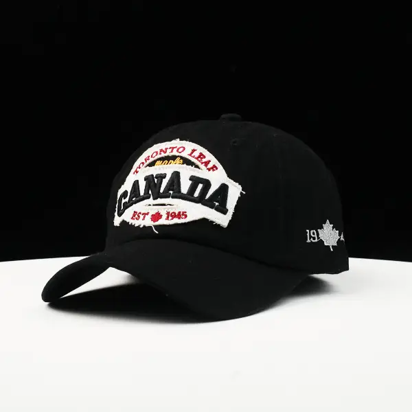 Men's Black Embroidered Canada Cap Spring Summer - Image 8