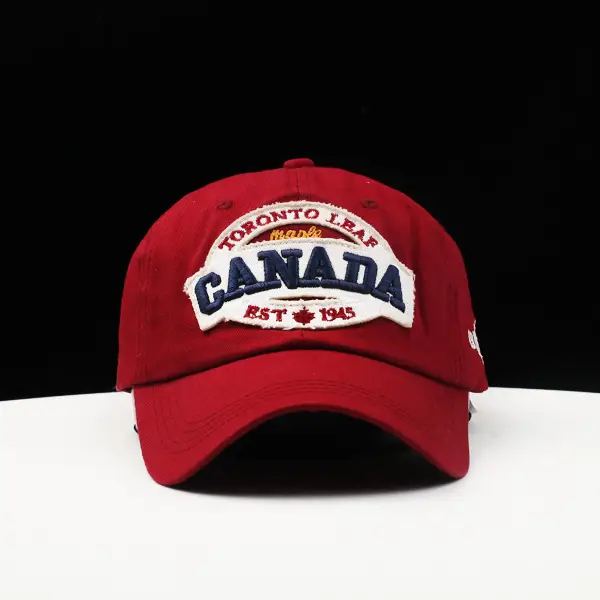Men's Black Embroidered Canada Cap Spring Summer — feature 4