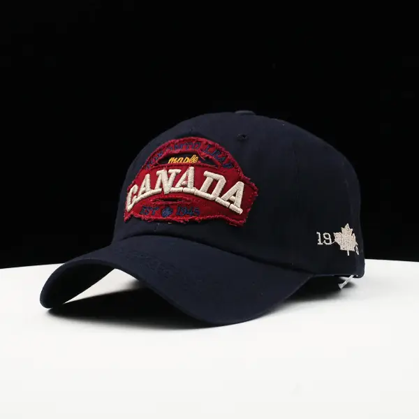 Men's Black Embroidered Canada Cap Spring Summer - Image 2