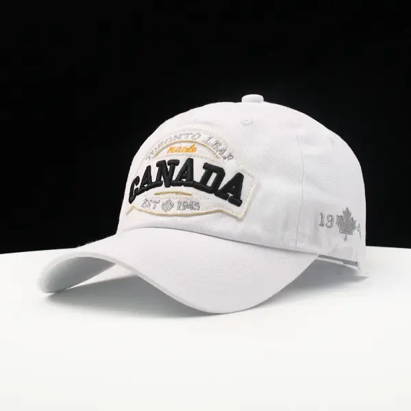 Men's Black Embroidered Canada Cap Spring Summer - Image 4