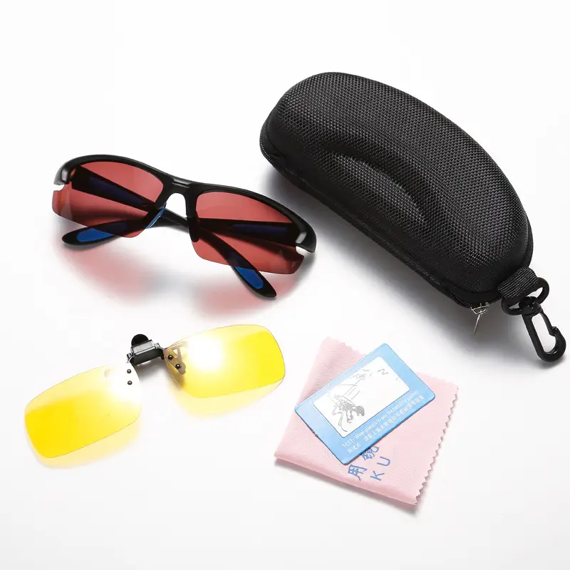 Huansheng Fishing Clear Sunglasses with Clip & Case