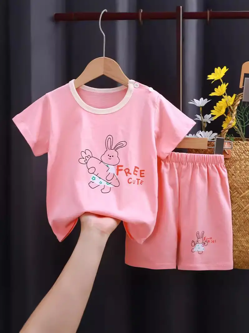 Kids Cotton Printed Shorts Set Summer Boys Girls - Image 51