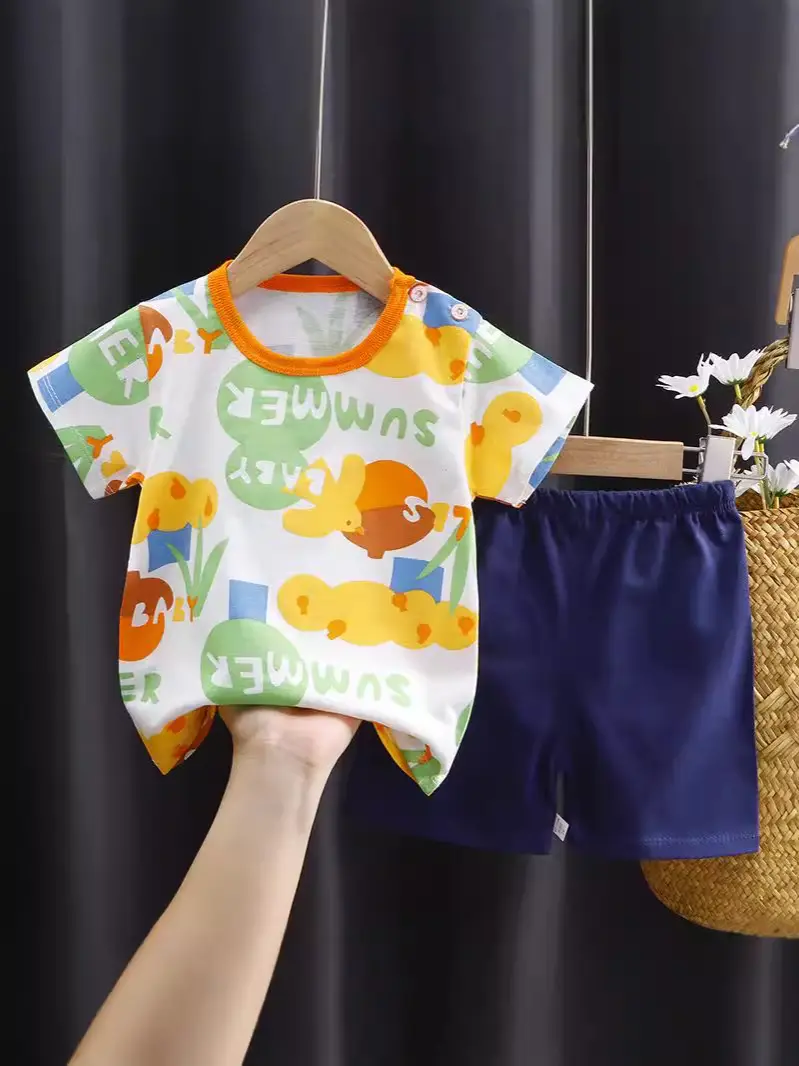 Kids Cotton Printed Shorts Set Summer Boys Girls - Image 52