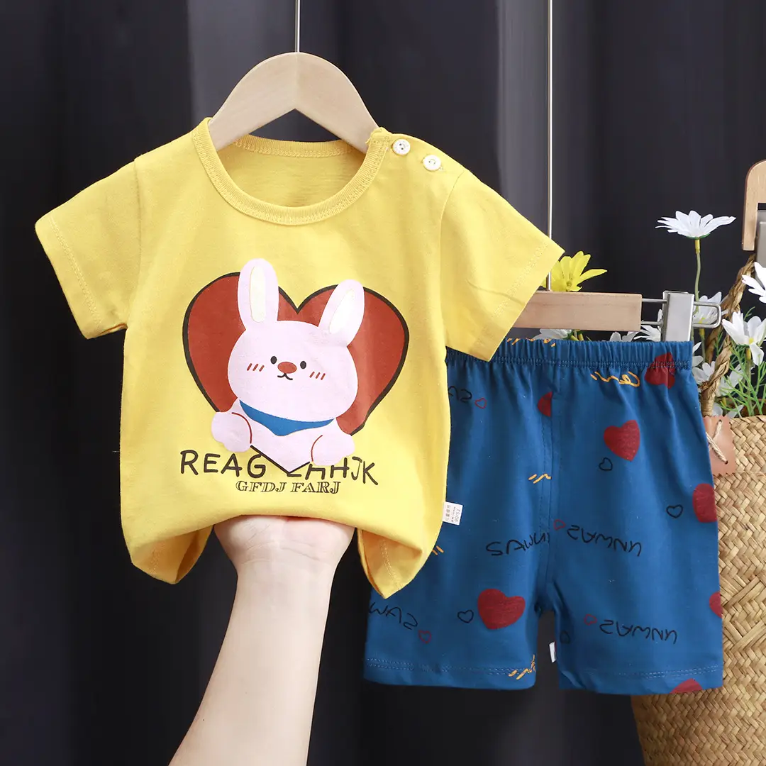Kids Cotton Printed Shorts Set Summer Boys Girls - Image 17