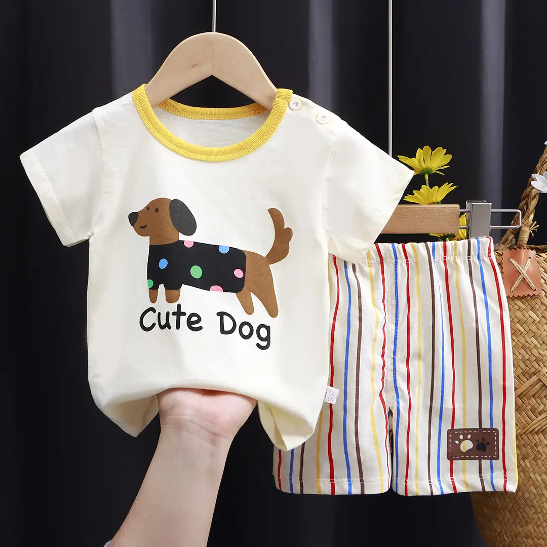 Kids Cotton Printed Shorts Set Summer Boys Girls - Image 19