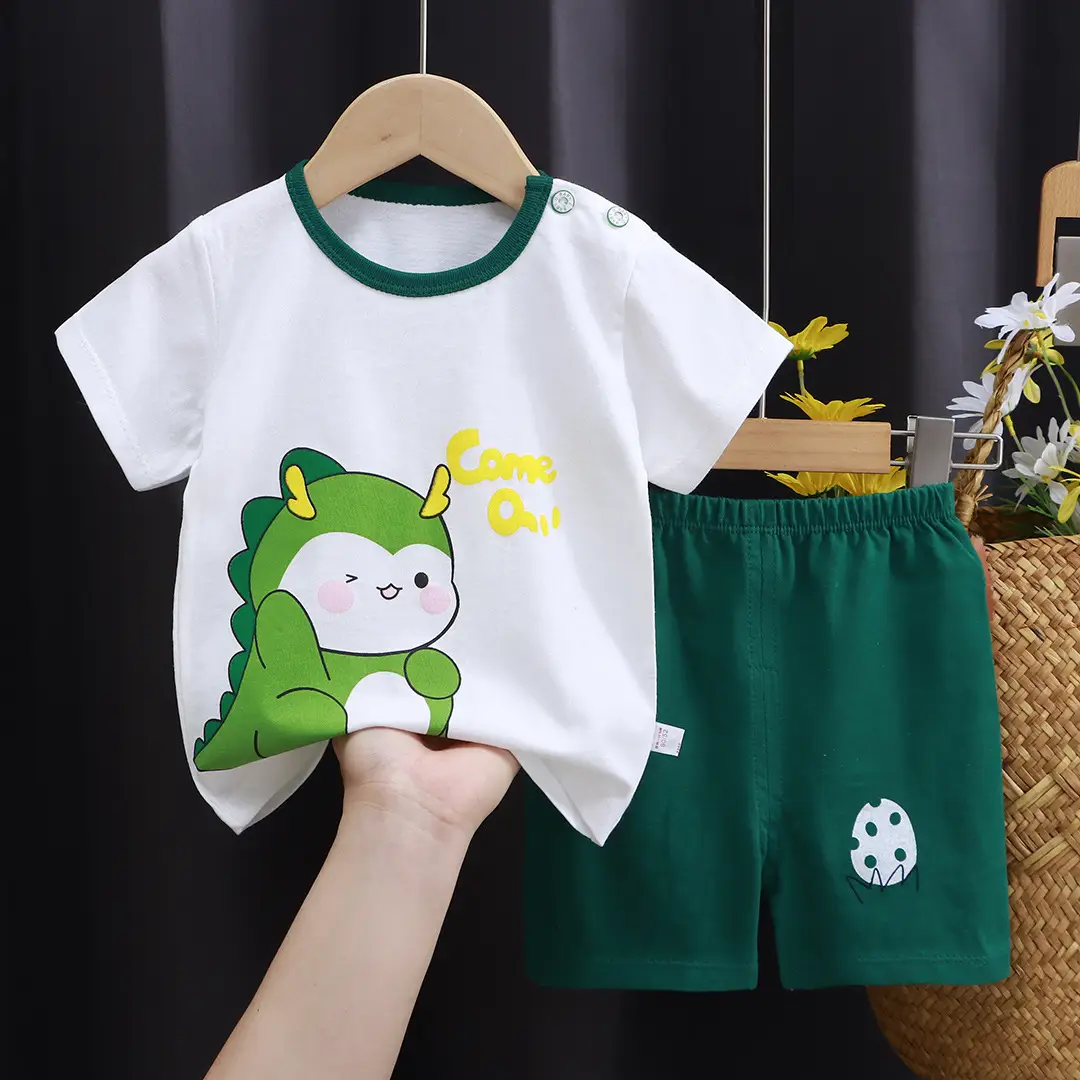 Kids Cotton Printed Shorts Set Summer Boys Girls - Image 20