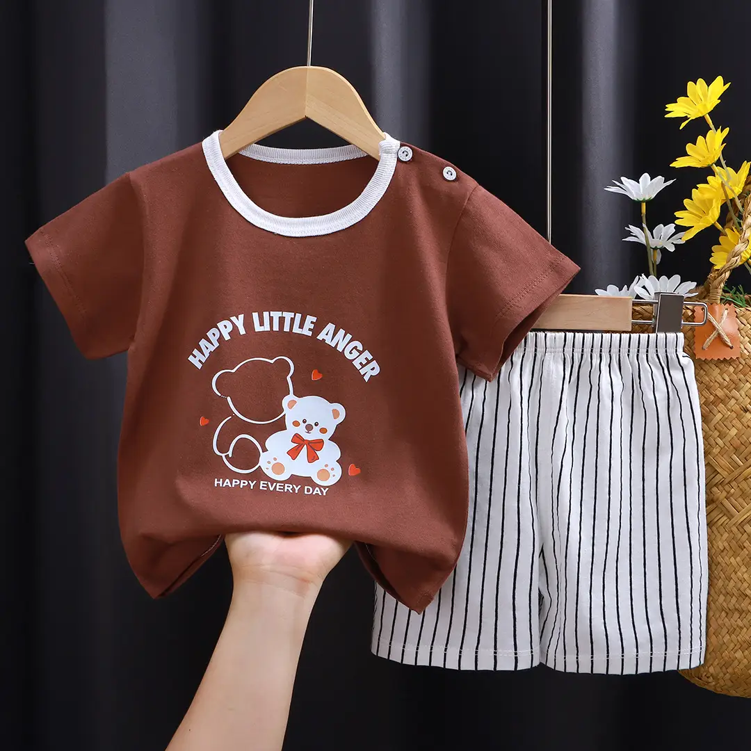 Kids Cotton Printed Shorts Set Summer Boys Girls - Image 6