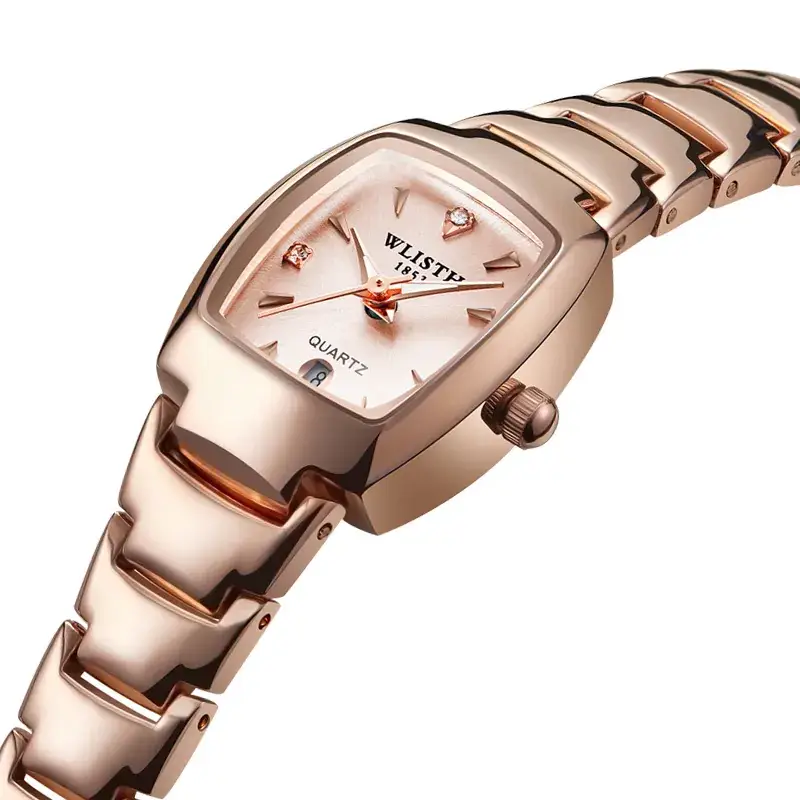 Luminous Swiss Men's Square Watch with Lush Steel Band