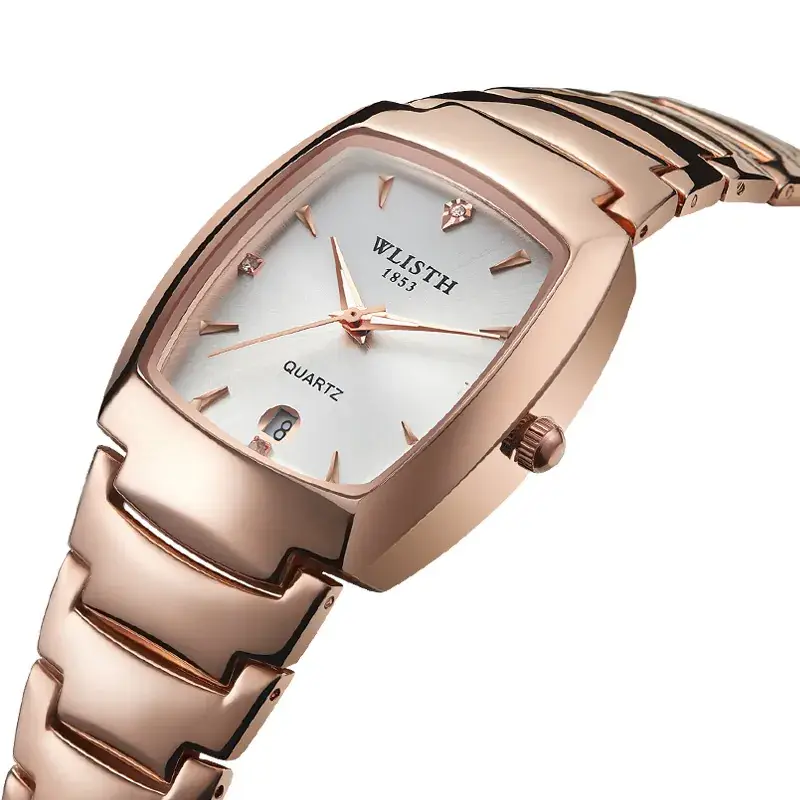 Luminous Swiss Men's Square Watch with Lush Steel Band
