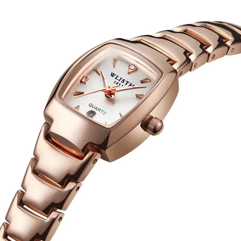 Luminous Swiss Men's Square Watch with Lush Steel Band