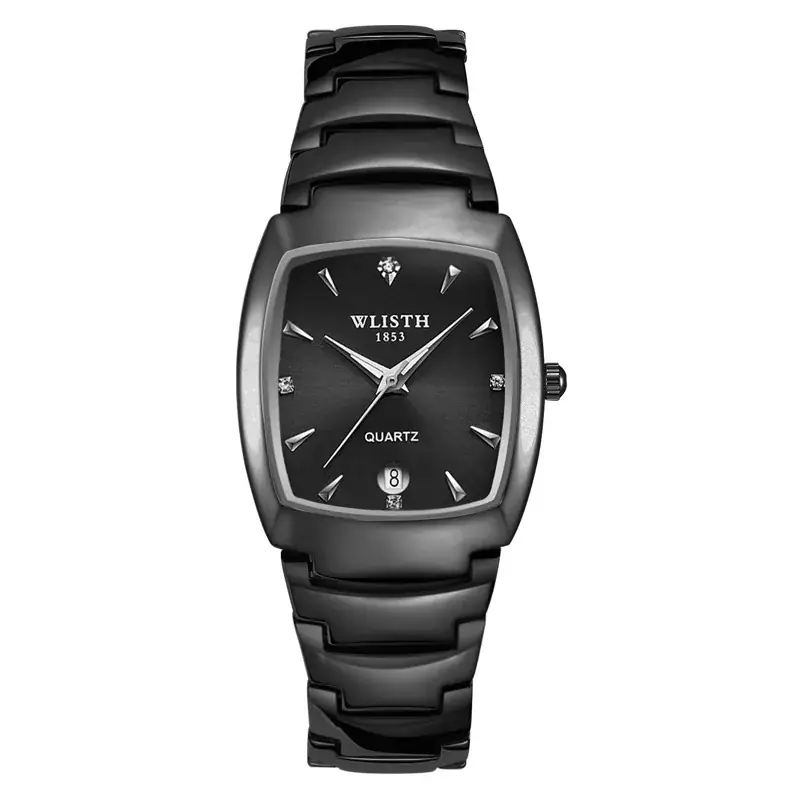 Luminous Swiss Men's Square Watch with Lush Steel Band